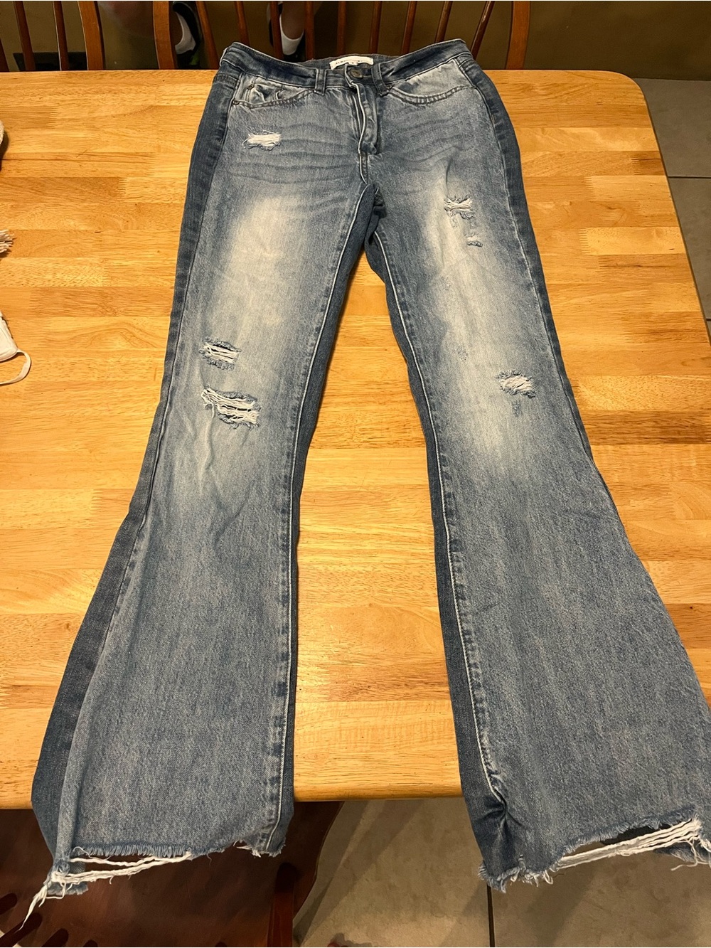 Almost Famous Light Blue Distressed Flare Jeans
